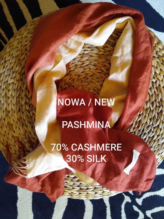 Pashmina, Elegancki szal kaszmirowo-jedwabny, 70% Cashmere 30% Silk