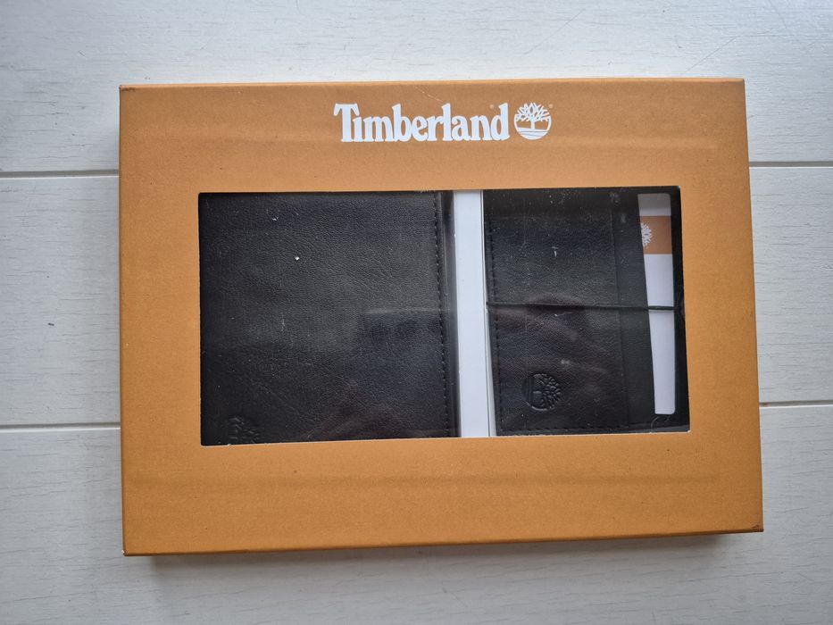Portfel Męski Skórzany Timberland Zestaw Saszetka na karty