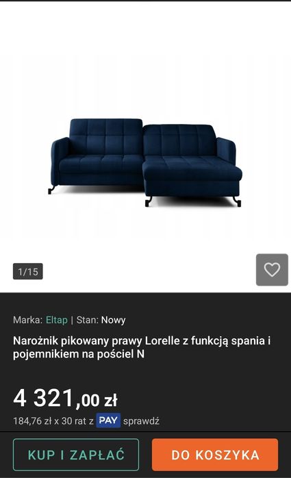 Narożnik ELTAP LORELLE - z funkcją spania