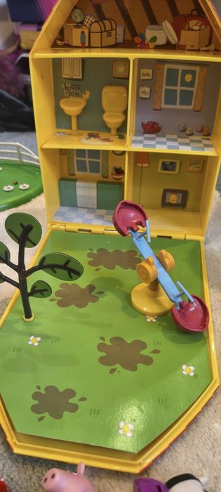 Świnka Peppa, Pig, plac zabaw, domek, kawiarnia, samochód, figurki