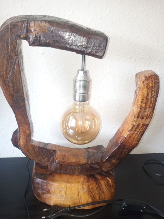 Lampka vintage loft drewno