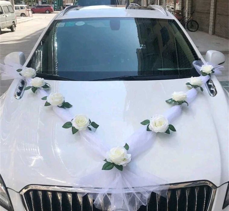 Komplet dekoracji ślubnych na auto