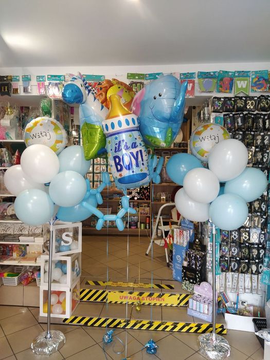 Balony z helem na powitanie niemowląt. Bocian 150cm