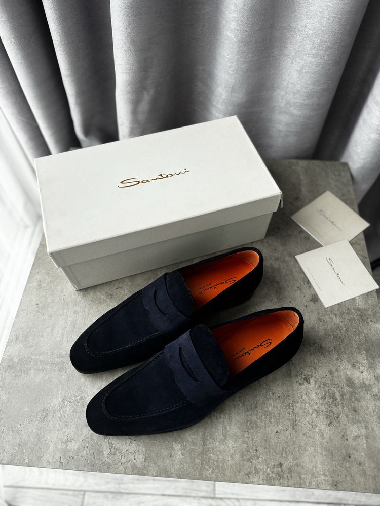 Замшевые туфли-лоферы Santoni ОРИГИНАЛ