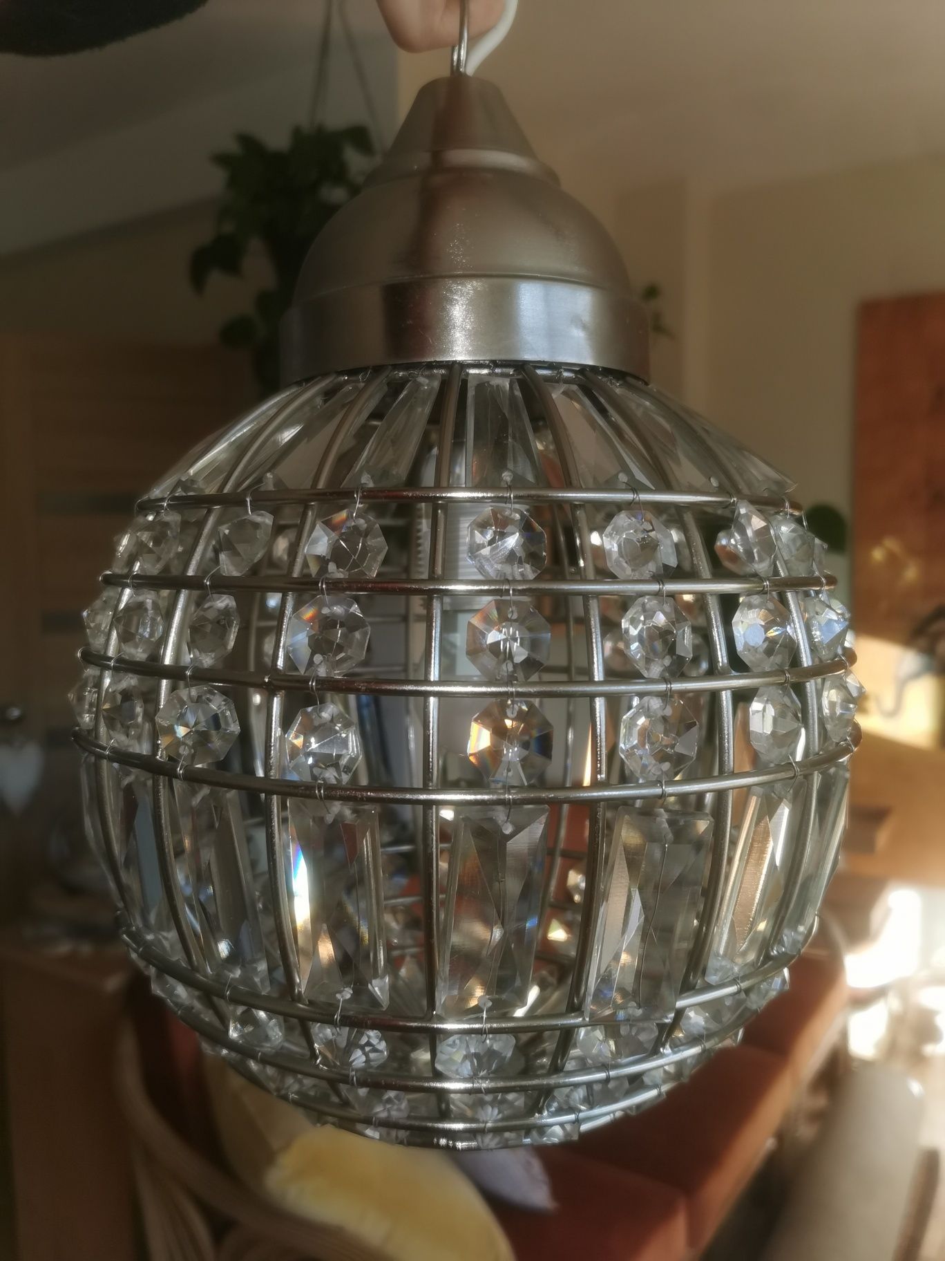 Lampa wisząca, sufitowa, kula, kryształki