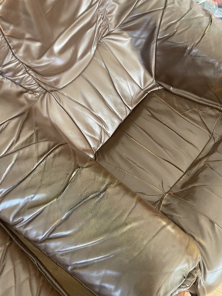 Skórzany wypoczynek sofa + 2 fotele