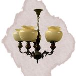Żyrandol mosiężny, lampa wisząca, PRL, vintage