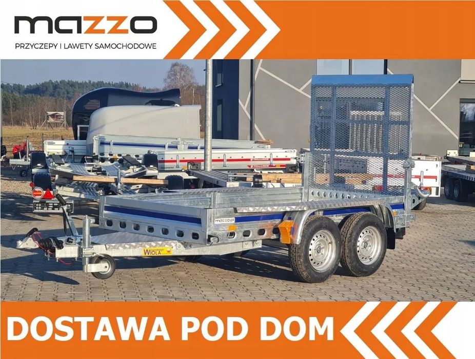 Wiola DOSTAWA 292x142x20 B2730 PRZYCZEPA DO PRZEWOZU MASZYN / BUDOWLANKA WYTRZYMAŁA hamowana  DMC 2700kg MOCNA i wytrzymała budowlanka! Przyczepa z trapem!