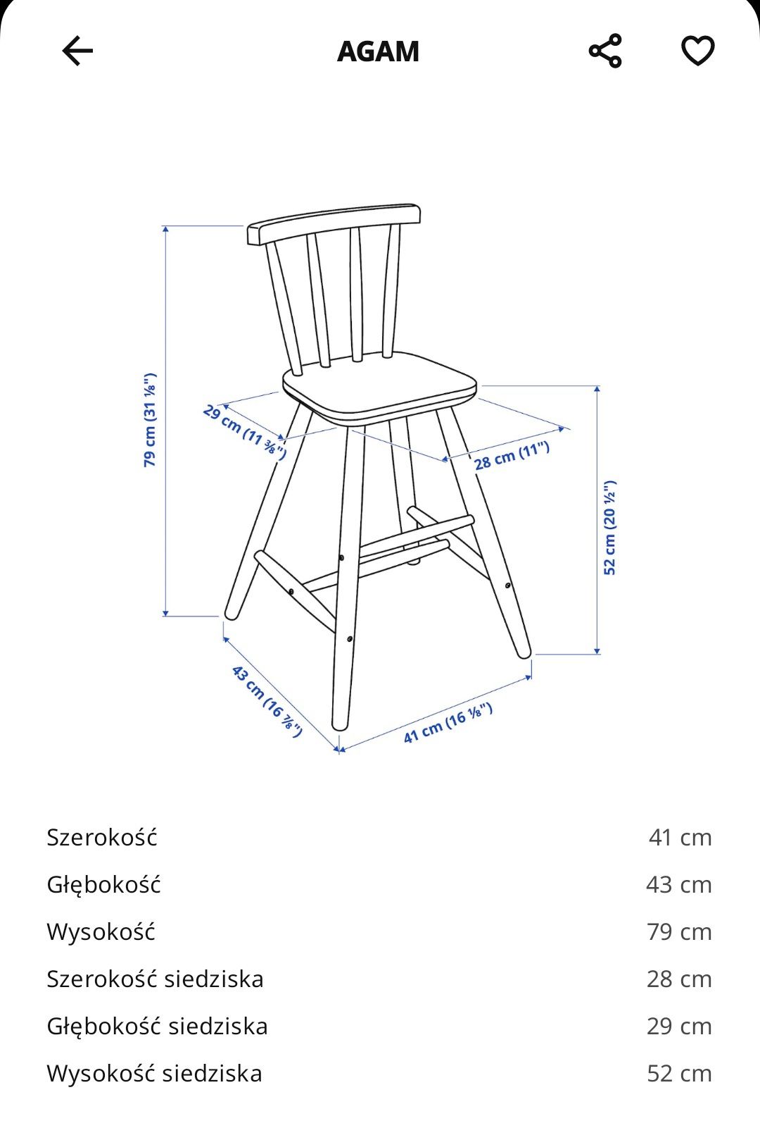Krzesełko dziecięce Agam (Ikea)