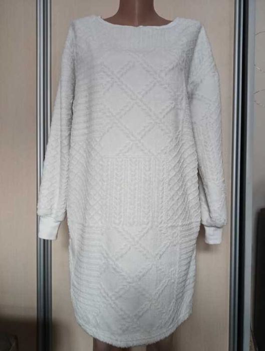 Плюшева туніка для дому айворі