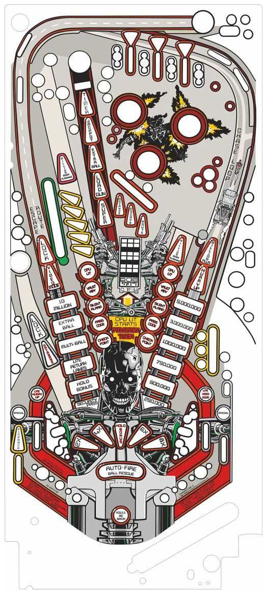 Printed Playfield Protector Terminator 2 Pinball Flipper Fliper Sprzed