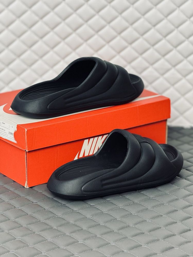 Мужские черные шлепанцы Nike Air all black шлепки Найк черные