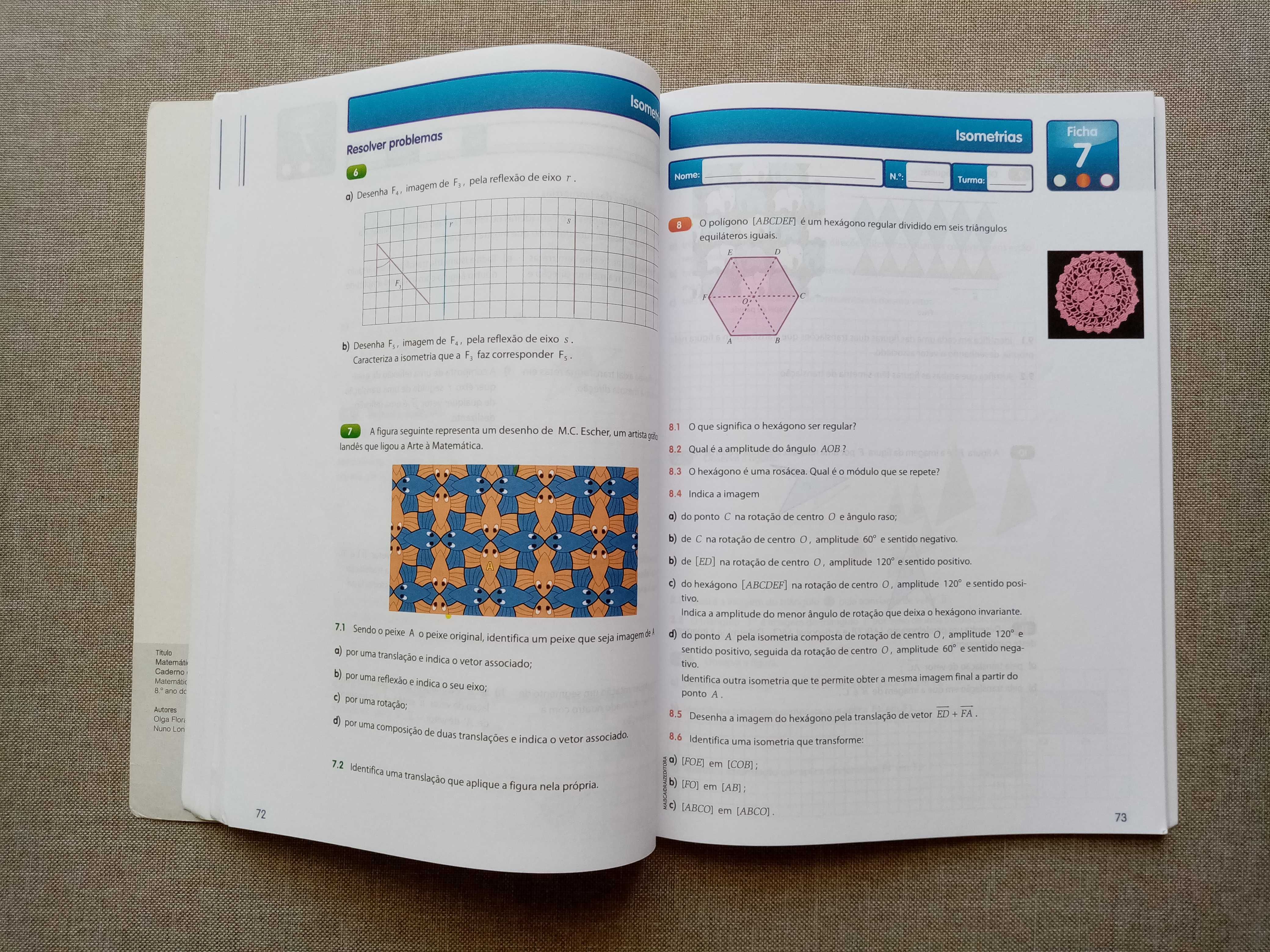 Caderno de atividades- "Matemática em ação 8"