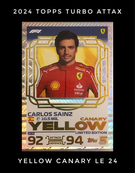 Carlos Sainz 2024 Topps Turbo Attax Yellow Canary LE 24