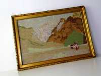 haftowany malowany obraz jezioro góry