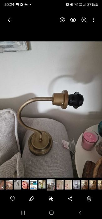 KINKIET Mosiądz Szklany Klosz Nowy