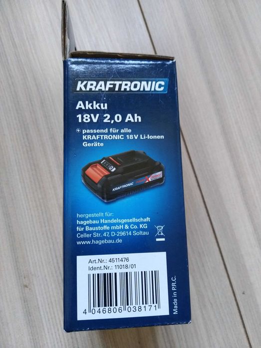 Bateria akumulatorowa firmy Kraftronic-Einhell 18v 2,0Ah