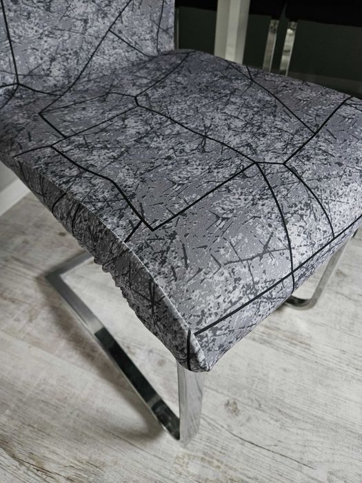 Pokrowce na krzesła elastyczne 4 sztuki wzór szary