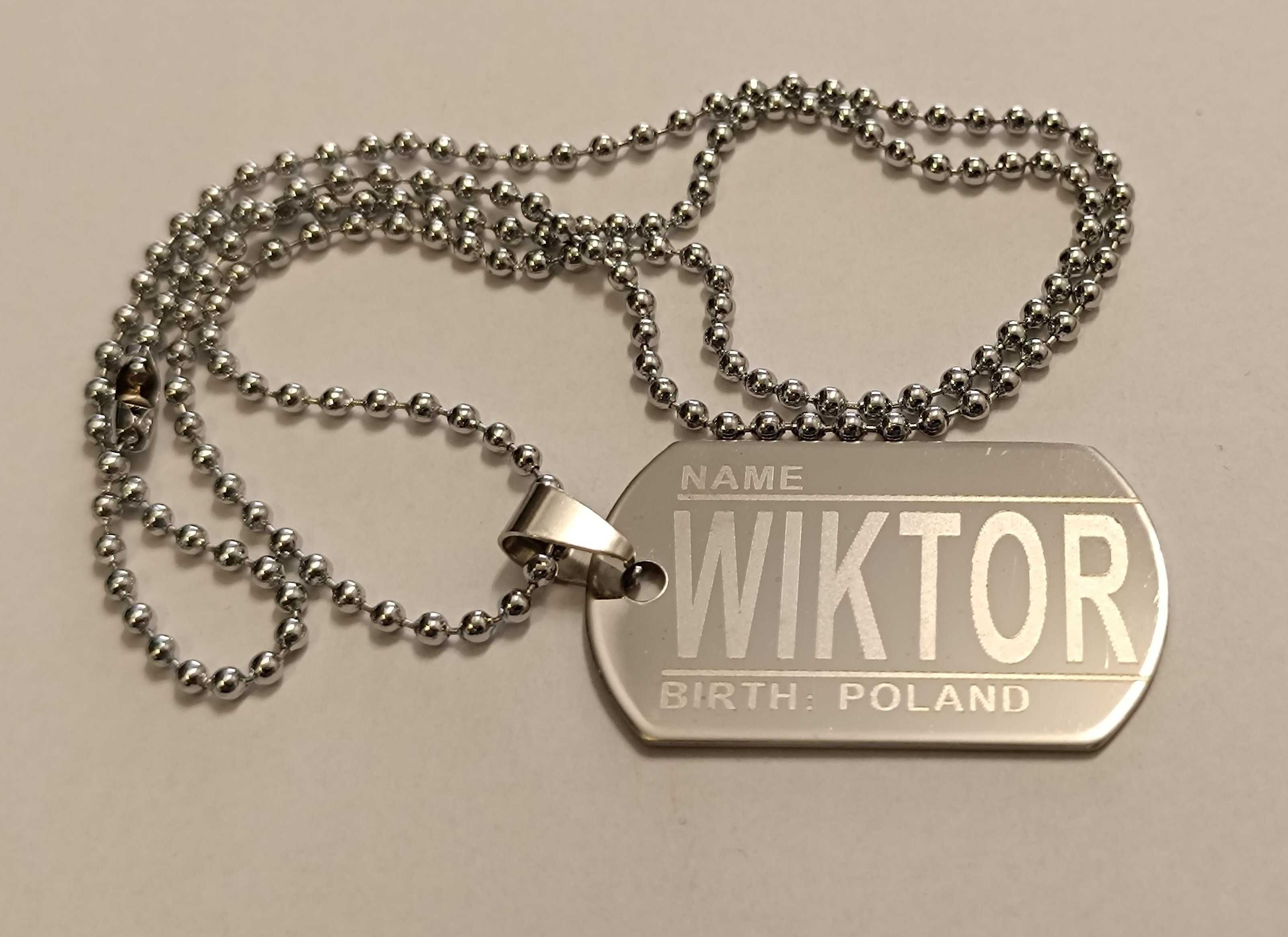 Naszyjnik nieśmiertelnik DOG-TAG - stal nierdzewna 316L - WIKTOR