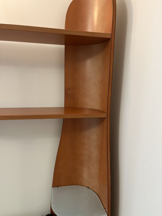 Кутова полиця з тумбочкою, натуральне дерево