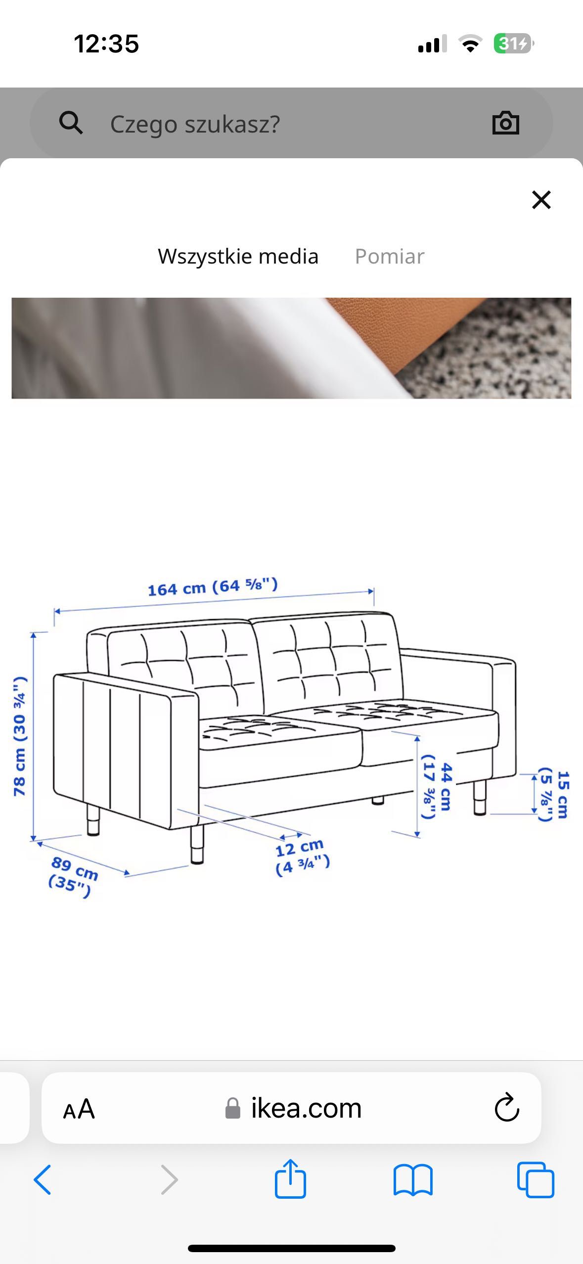 Sofa 2-osobowa LANDSKRONA skóra licowa
