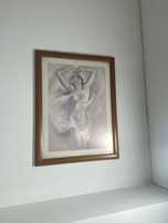 Quadro em muldura de madeira
