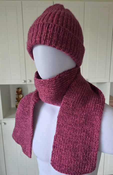 Ciepły komplet handmade czapka szalik wełniany wełna wool ull hatt hat
