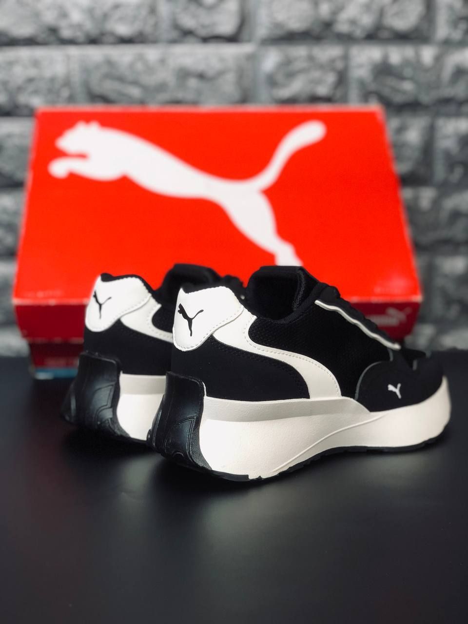 PUMA женские черно-белые летние кроссовки/ пума/ натуральная кожа
