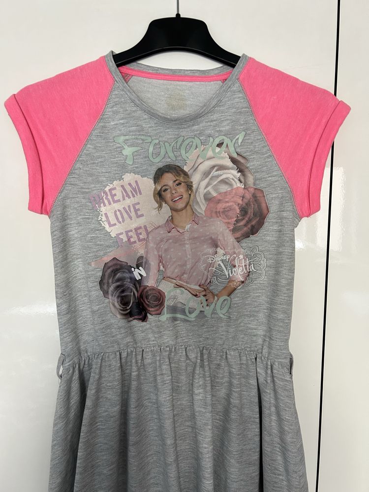 Szara Sukienka dla dziewczynki Disney Violetta Rozmiar 140/146