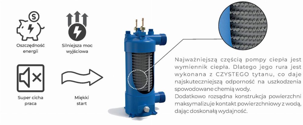 Inverter Pompa ciepła TEBAS 17,5kW do basenu do 70 m3 STEROWANIE WIFI