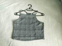 Crop top kratka czarno białay na ramiączkach