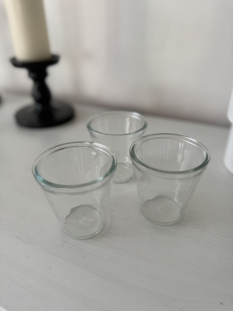 3 kubeczki na desery, małe kubeczki, szklanki, szklane miseczki, szkło