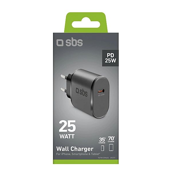 Ładowarka sieciowa SBS TETR1CPD25/25W USB-C z Power Delivery - czarna
