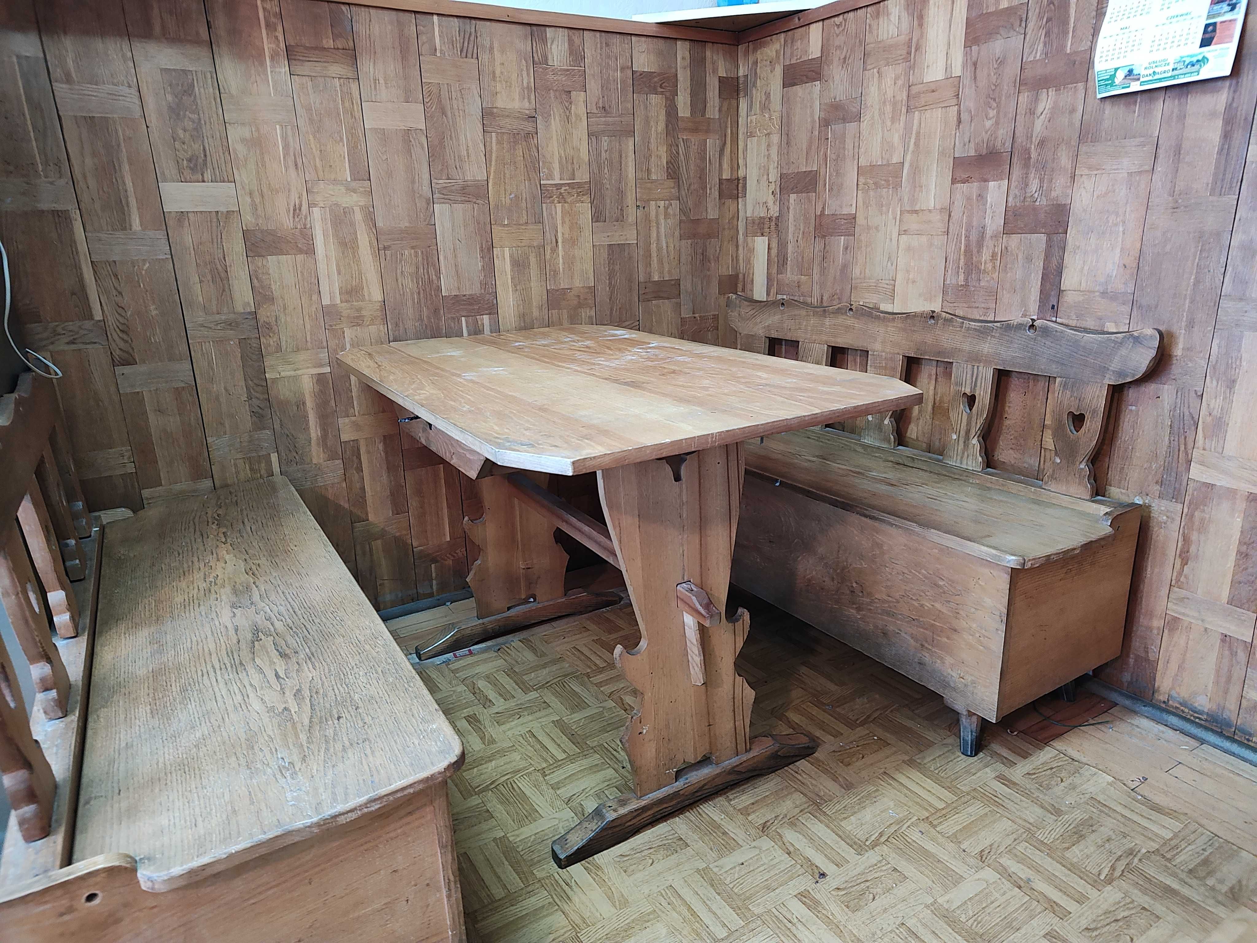Stół i ławy lite drewno