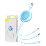 Usb Baseus Bright Mirror Usb Płaski, 3.5A, Lightning Usb-C, (Błękitny)