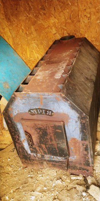 Б/У печка (95см глубина)  буржуйка булерьян печь варочная Мрия+дымоход