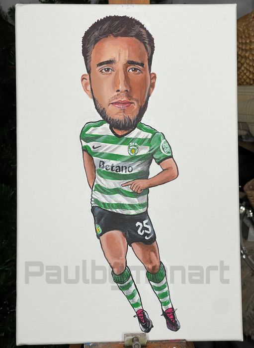 Retrato caricatural de Gonçalo Inácio, CP Lisboa arte original.