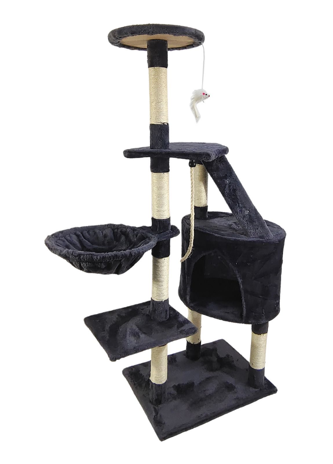 Drapak dla kota plac zabaw domek drabinka myszka, 5 poziomów, 125 cm