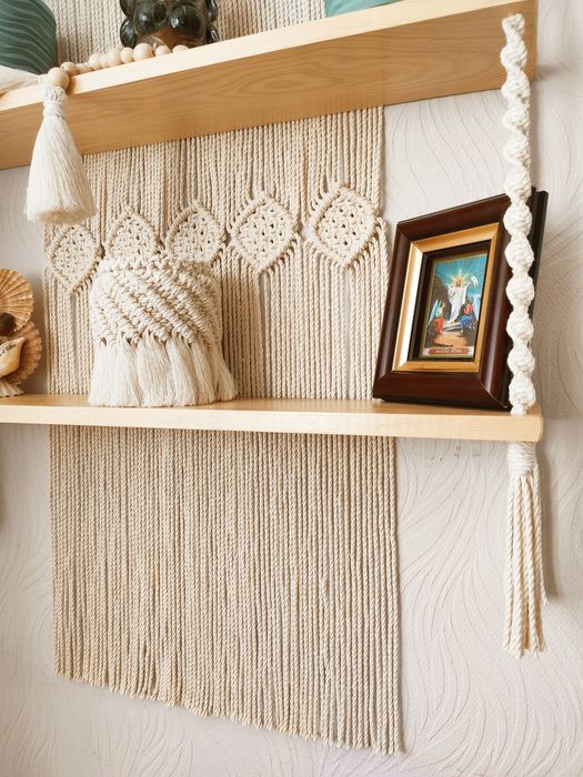 Поличка настінна (Макраме, Декор, Бохо, подарунок, панно)