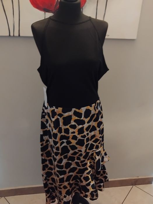 Sukienka dłuższą midi góra na ramiączkach panterka L XL 40 42