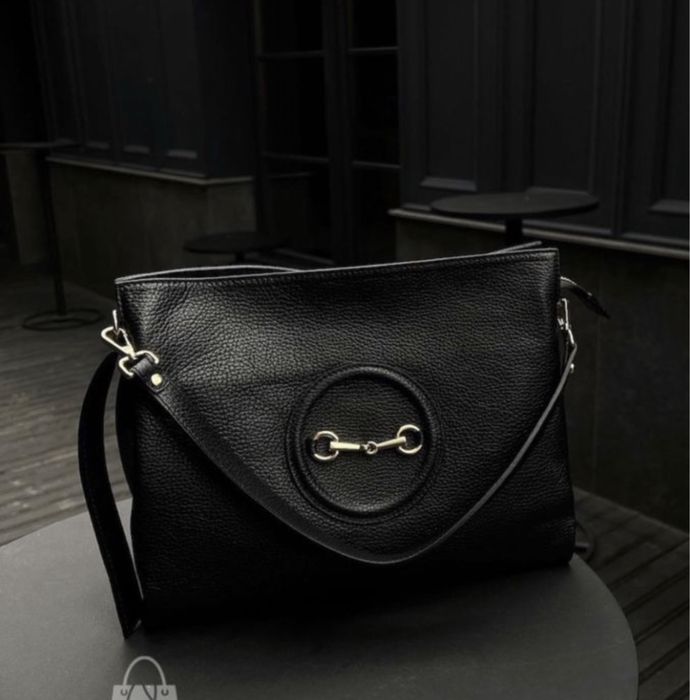 Сумка чорна шкіряна Італія