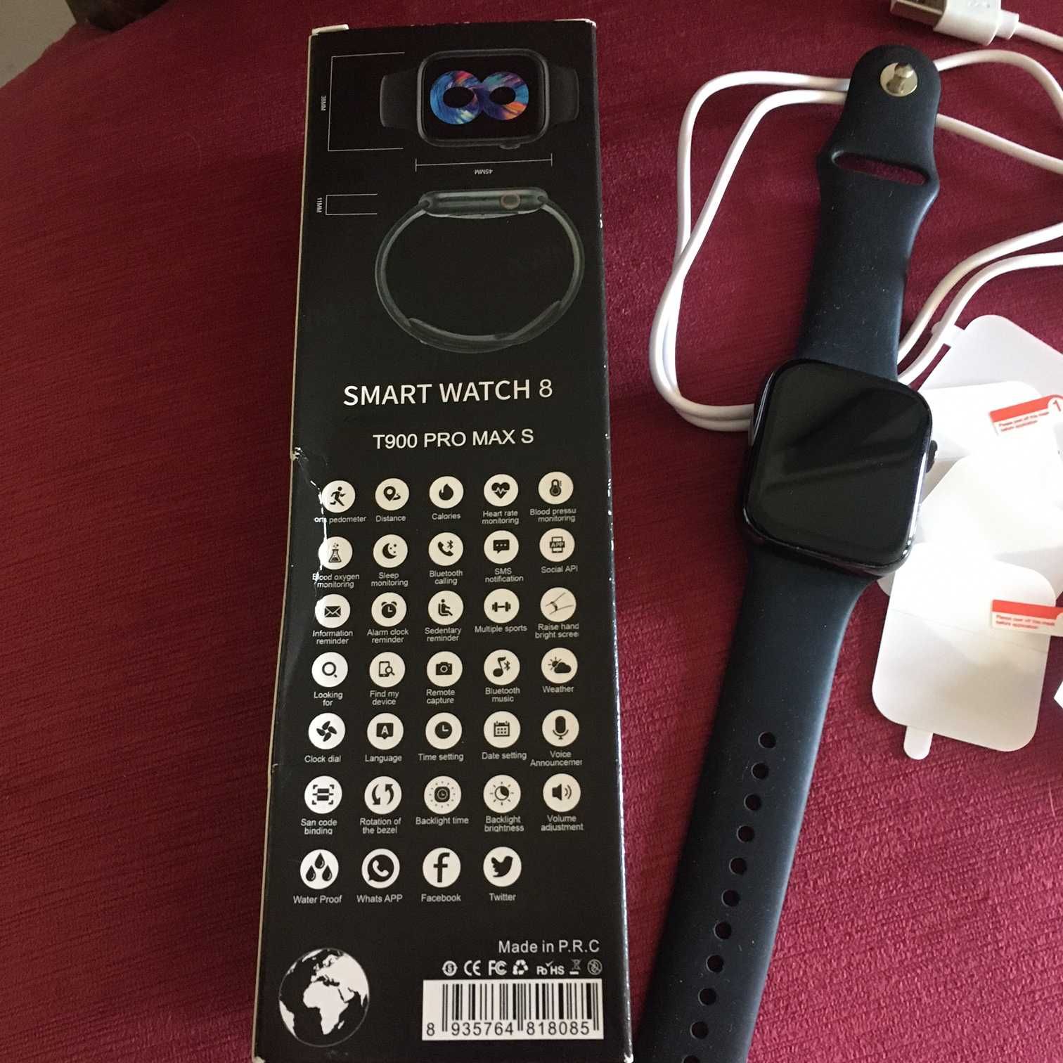 Smart Watch T900 Pro Max S + NOVO correia + NOVO 4 peliculas ecrã