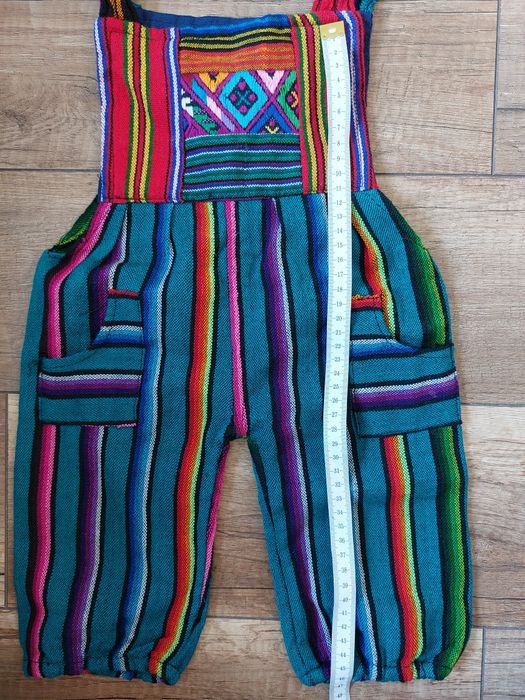 Spodnie ogrodniczki 80 MEKSYKańskie kolorowe w paski