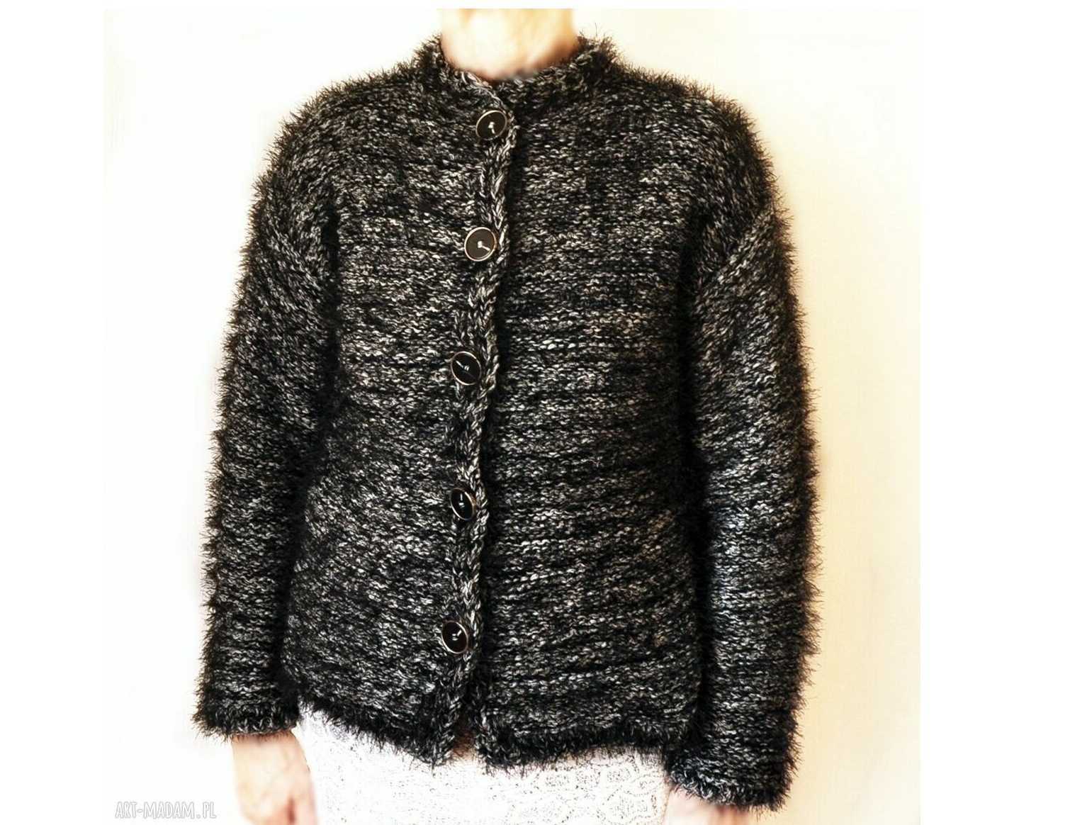 Sweter - żakiet ręcznie robiony na drutach handmade