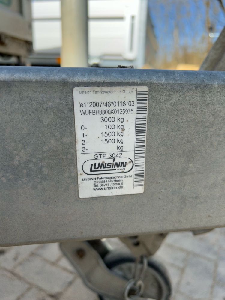 UNSINN 3000 kgDMC przyczepa skrzyniowa platforma 4,27x2,04m FV