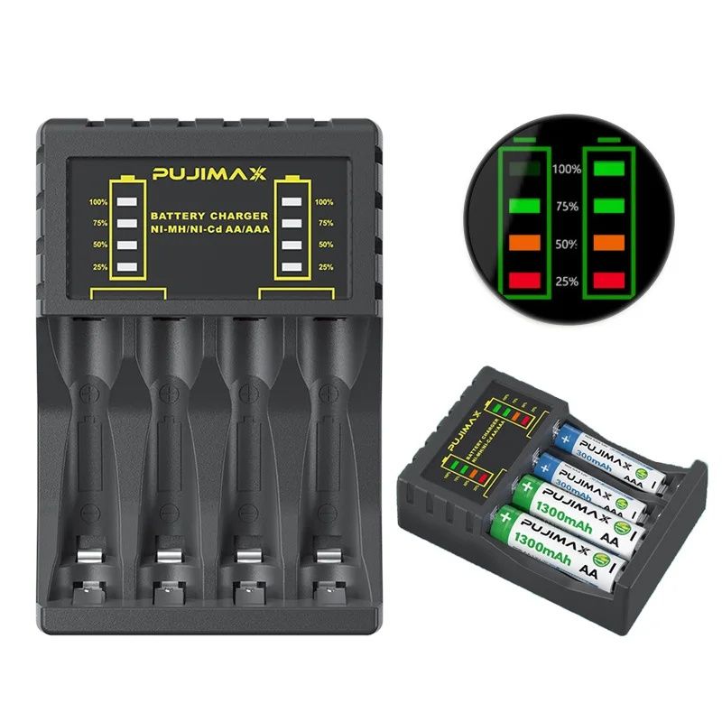 Зарядний пристрій для акумуляторних батарейок Pujimax на 4 слоти
