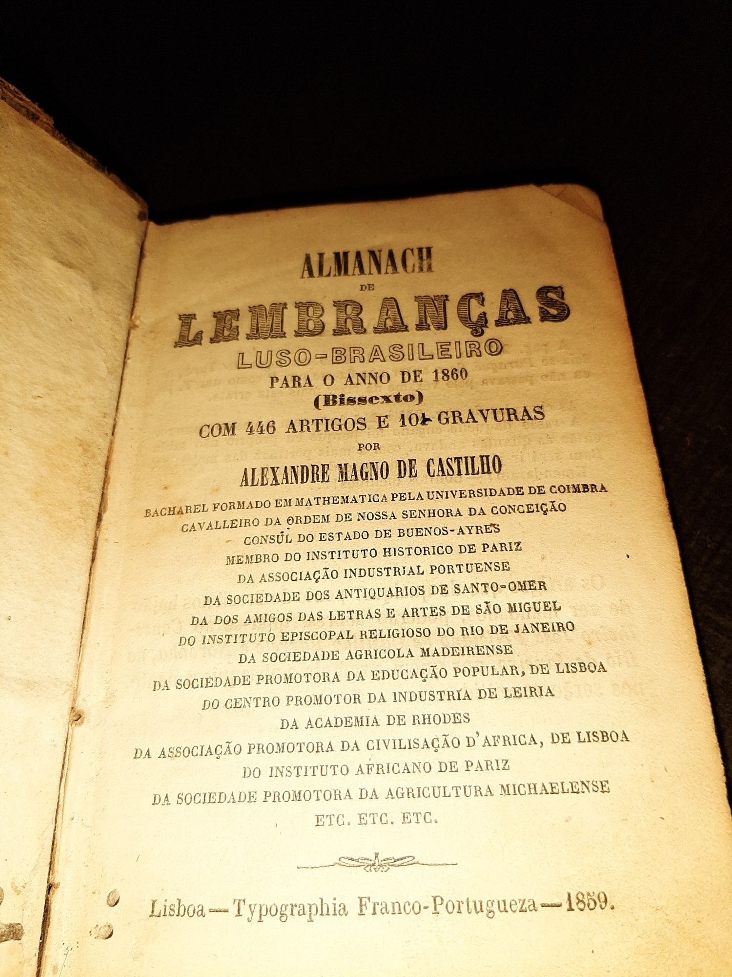 Almanach Lembranças Ano 1859