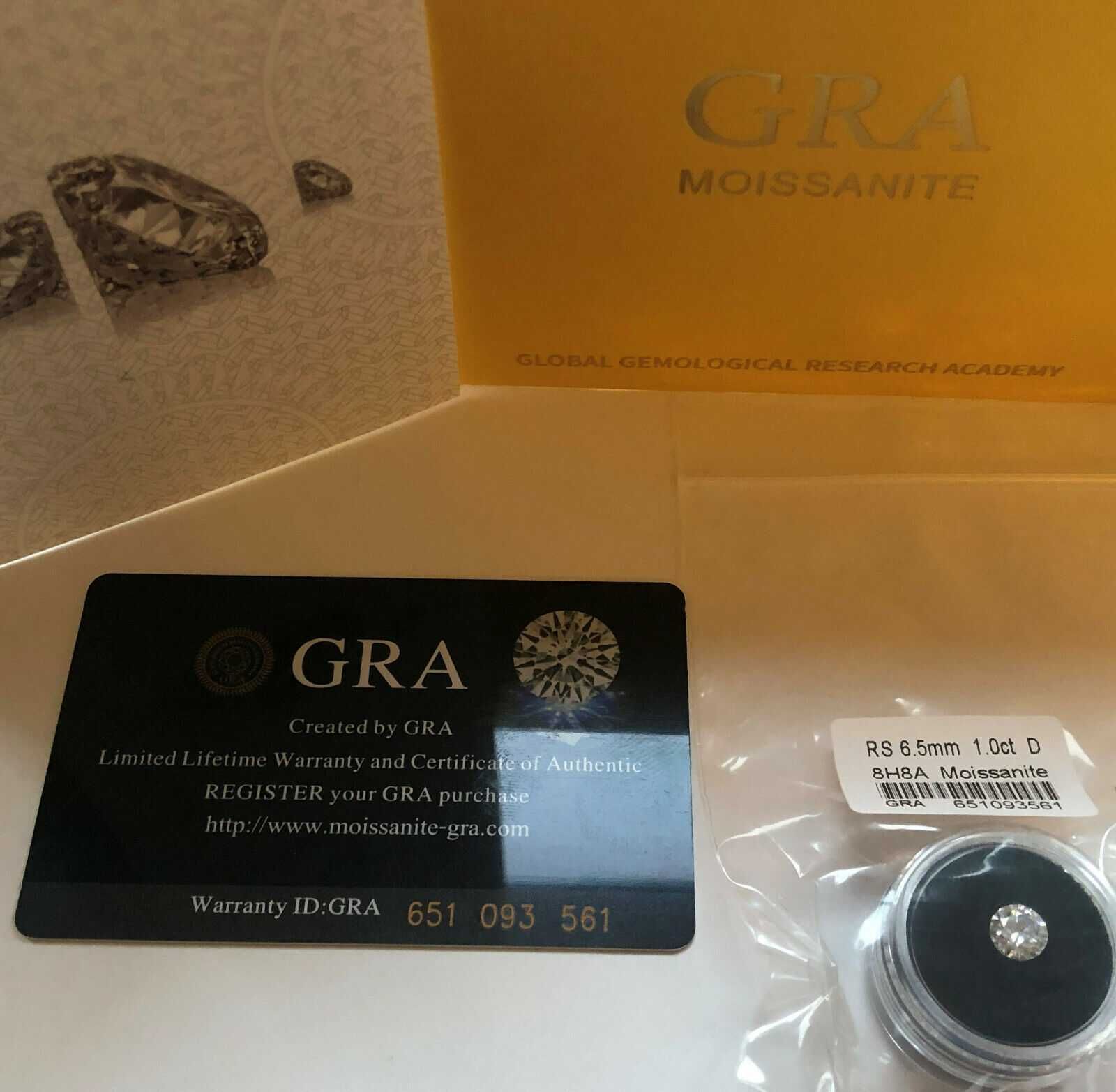 Brylant moissanitowy 1 ct. Biały 6,50 mm (D) Certyfikat VVS1 GRA