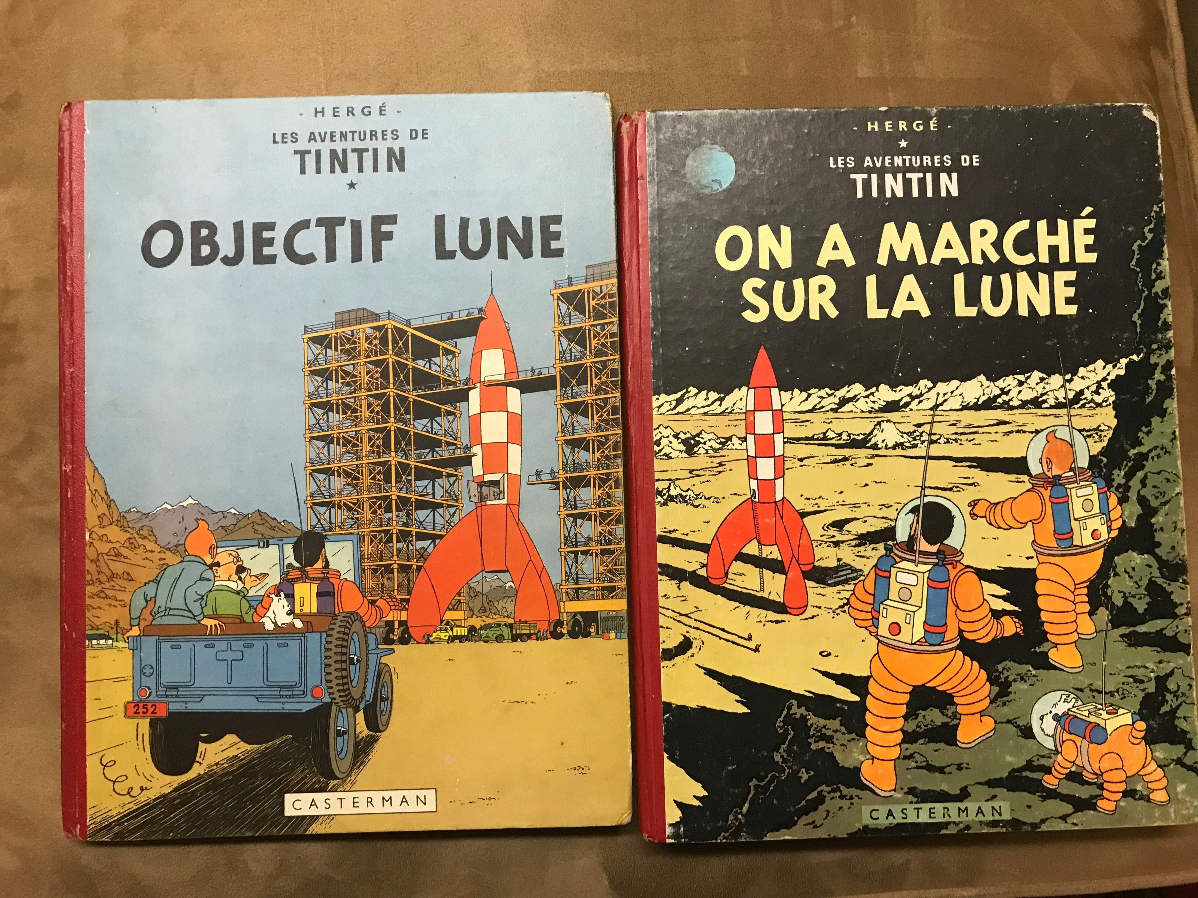 Edição original Tintin, Hergé, dois livros em francês (anos 50)