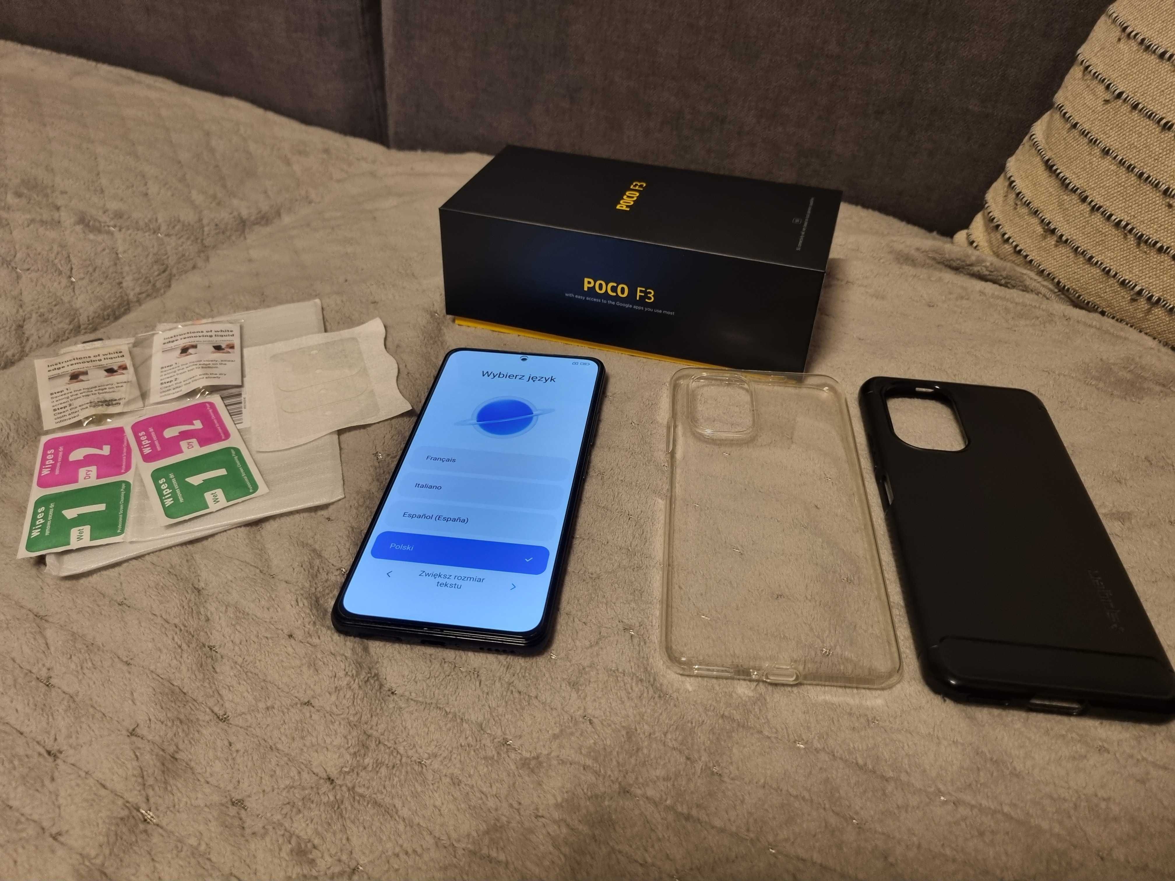 POCO F3 5G 8/256GB Night Black + 2 etui + dodatkowe folie